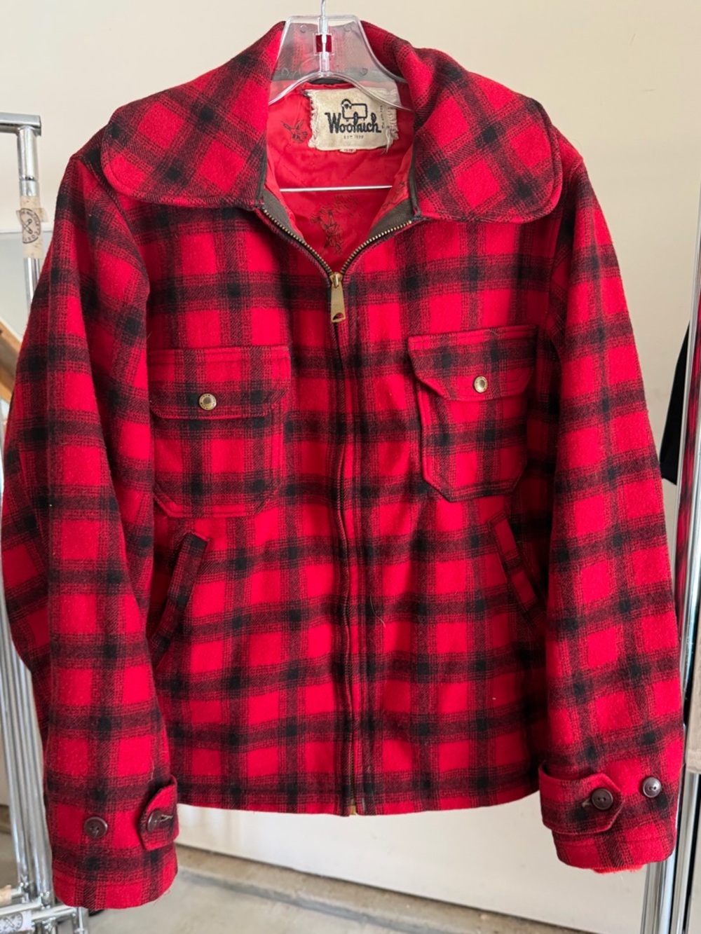 Woolrich Red Jacket with Black Label Accents